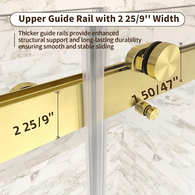 Frameless Shower Door, 56-60" W x 74" H Double Sliding Shower Doors - Image 6