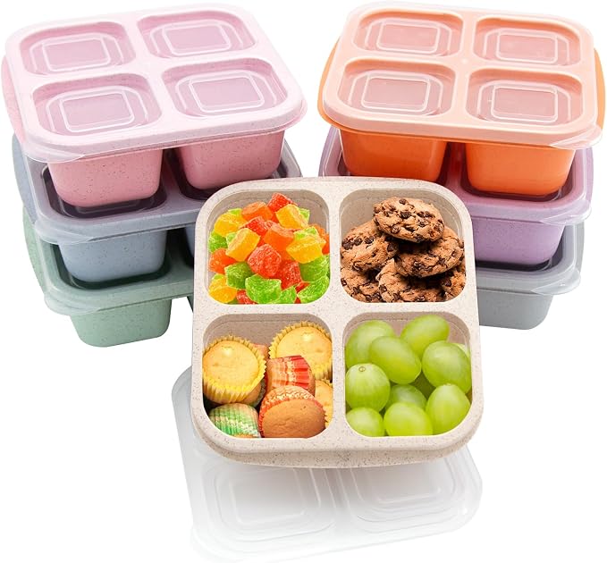 7 Pack Bento Lunch Box ，4 Compartment Snack Containers，Divided Meal Prep Lunch by Luriseminger