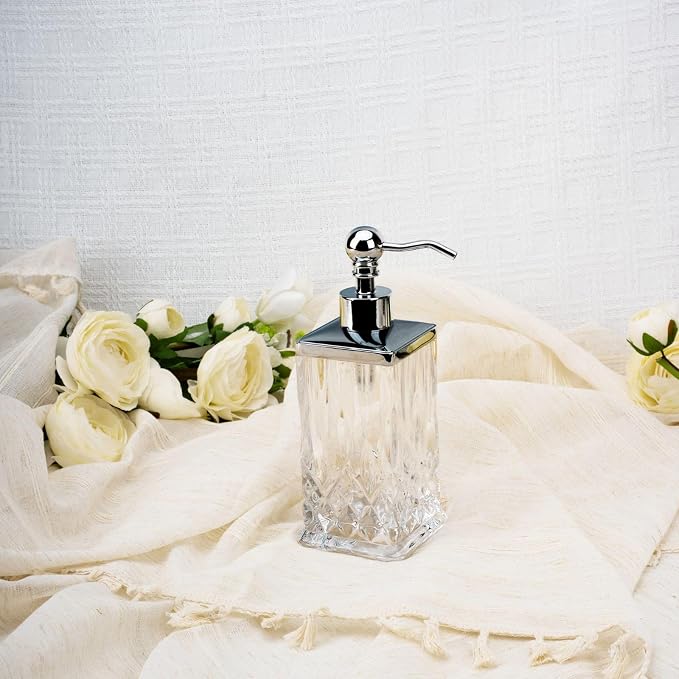 10Oz Clear Glass Soap Dispenser, Handcrafted Lead-Free Glass, Hand Sanitizer - Image 4