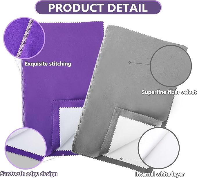 3PCS Silver polishing Cloths, 10 x 12.5 inches Four-Layer Double-Sided Jewelry - Image 3