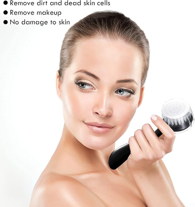 3 Pieces Facial Cleansing Brush Acrylic Handle Face Scrubbers Soft Bristle - Image 7
