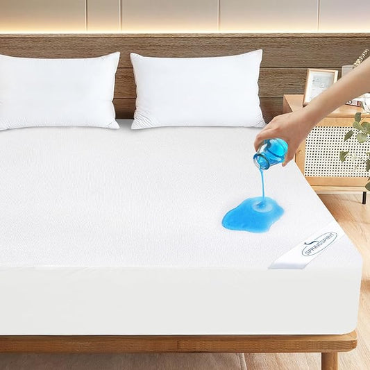 Short King Terry Mattress Protector Waterproof for 72''×75'' up to 14'' Depth, Ultra Soft & Breathable Smooth Top Fitted Mattress Cover Skin-Friendly Machine Washable