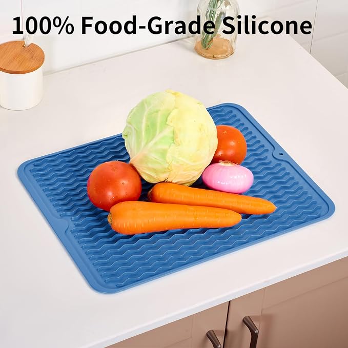 ZLR Silicone Dish Drying Mat for Kitchen Counter, Eco-Friendly Fast Dry Dish Mat - Image 9