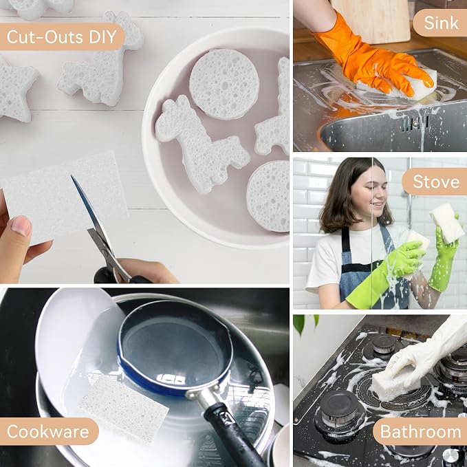 6 Pcs Kitchen Sponges for Dishes Cleaning, Non Scratch for Non Stick Cookware - Image 7