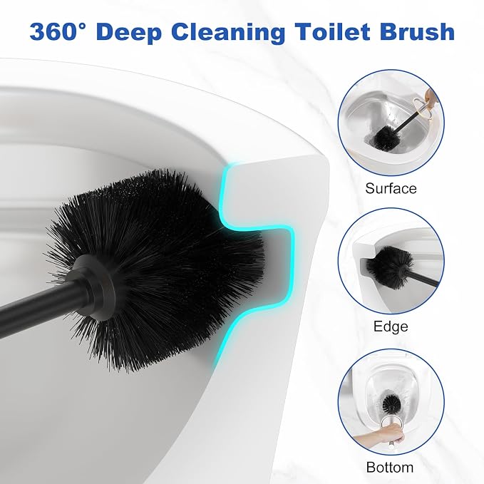 Toilet Brush and Holder Set：304 Stainless Steel Heavy Duty Toilet Bowl - Image 7