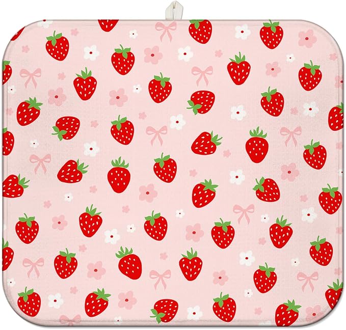 Strawberry Dish Drying Mat for Kitchen Counter, Washable Absorbent Kitchen by Unknown