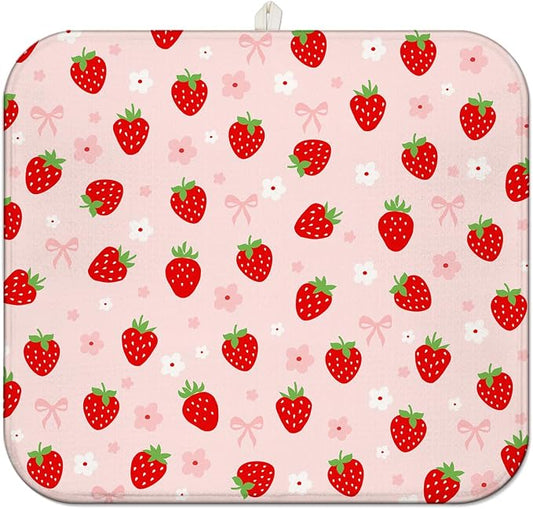 Strawberry Dish Drying Mat for Kitchen Counter, Washable Absorbent Kitchen by Unknown