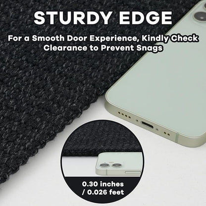 EARTHALL Washable Area Rug 3x5 Ft Non Slip Rugs for Entryway, Braided Rubber Backed Throw Rugs Door Mat Indoor Outdoor Entrance, Cotton Woven Carpet for Kitchen Foyer Front Door Living Room, Black