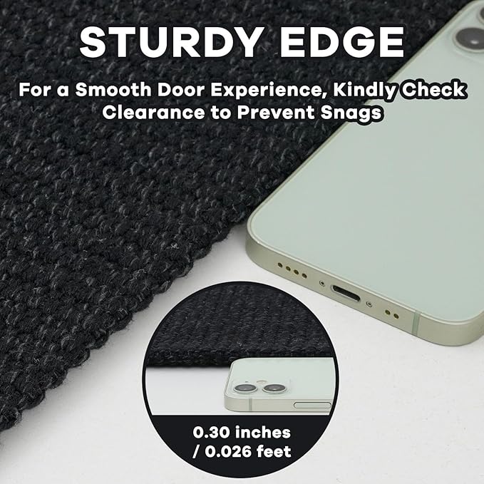EARTHALL Washable Runner Rug 2x8 Ft Non Slip Runners for Hallways Cotton Rubber Backed Kitchen Runner Braided Indoor Floor Carpet Runners for Entryway, Hallway, Kitchen, Bedroom, Black