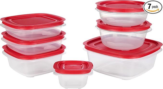 Rubbermaid EasyStore Square and Round Containers, 14-Piece Set, Food Storage by Rubbermaid