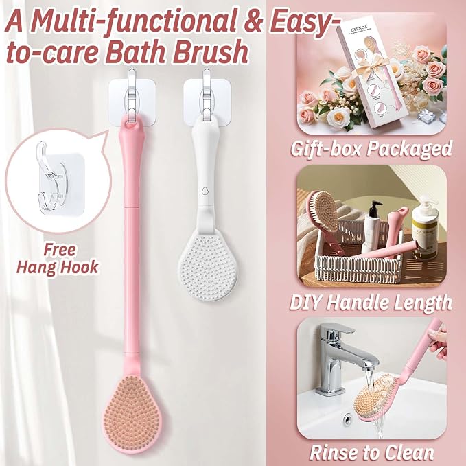 Back Scrubber for Shower, 19’’ Detachable Long Handle Shower Body Scrubber for - Image 5