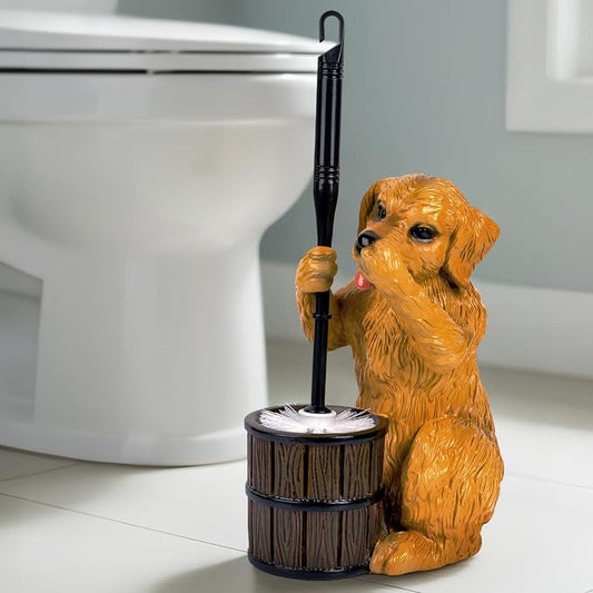 Toilet Brush Holder Set for Bathroom Super Cute Dog Base Solidly Toilet Bowl by ZQQLITE