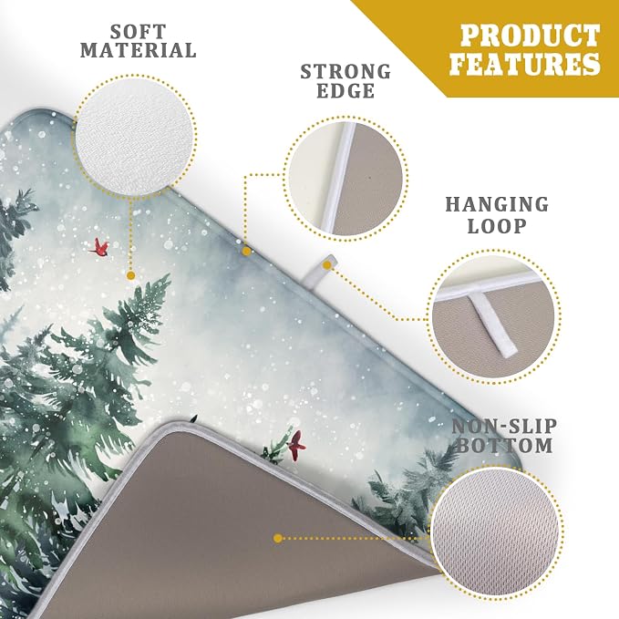 Christmas Tree Dish Drying Mat for Kitchen Counter Winter Pine Tree Dish Drying - Image 4