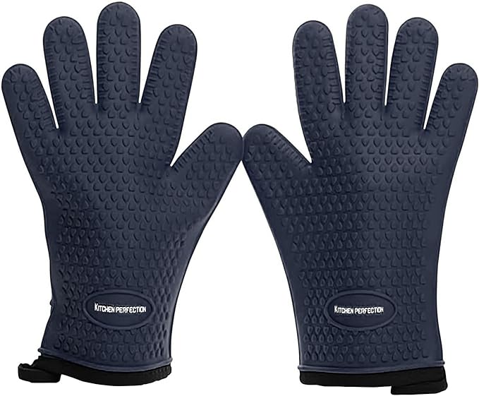 KITCHEN PERFECTION XL Silicone Smoker Oven Gloves-Extreme Heat Resistant BBQ by Kitchenperfection