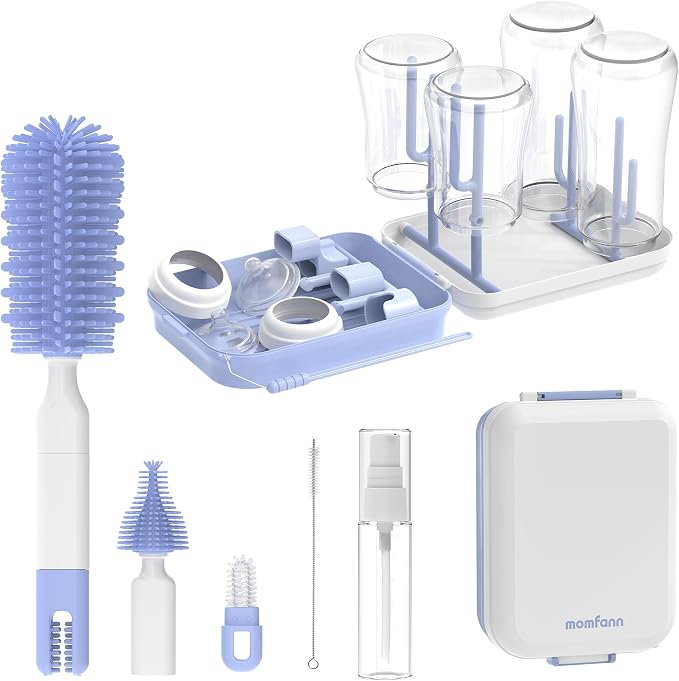 Baby Bottle Brush Set, 8 in 1 Magnetic Design Cleaner Bottle Brush Kit by momfann
