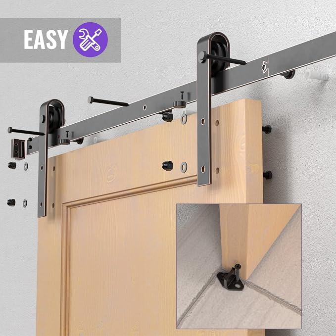 ORB Oil Rubbed Bronze Sliding Barn Door Hardware Kit - Image 5