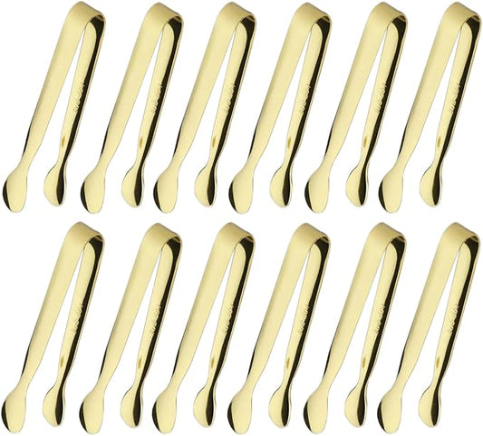 12PCS Ice Tongs Mini Sugar Tong 4.25Inch Stainless Steel Small Serving Tongs by Sunenlyst