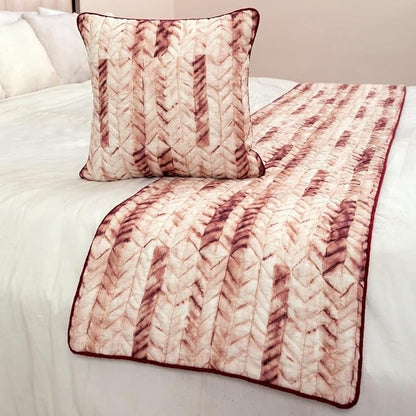 The HomeCentric King/Queen/Twin Maroon & Ivory Designer Full 68"x18" Bed Runner Without Pillow Cover, Tie & Dye, Beaded & Quilted Bed Scarf on Cotton Fabric - Tie Dye Love