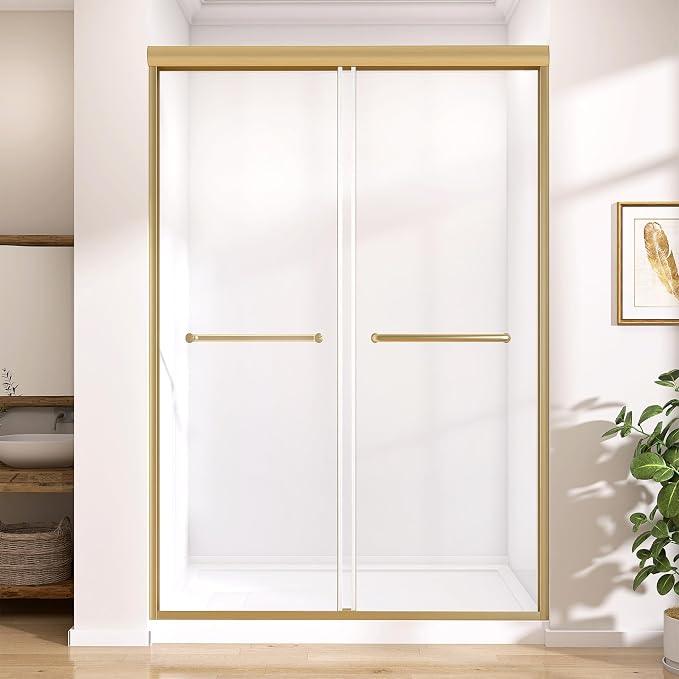 GETPRO Shower Door 44-48 in. W x 75 in. H Semi-Frameless Double Sliding Glass by GETPRODeluxeBathroomSolutionExpert