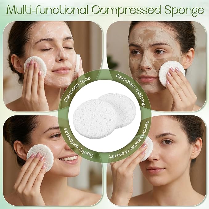 300 Count Compressed Facial Sponges, Natural Cellulose Face Sponges - Image 7