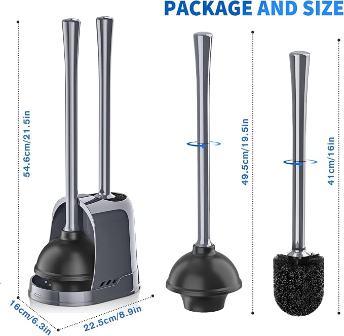 Toilet Plunger and Brush, 2 Pack Bowl Brush and Heavy Duty Toilet Plunger Set - Image 8