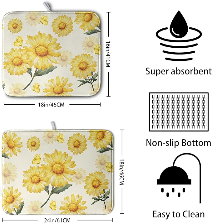 Yellow Sunflower Dish Drying Mat - Image 2