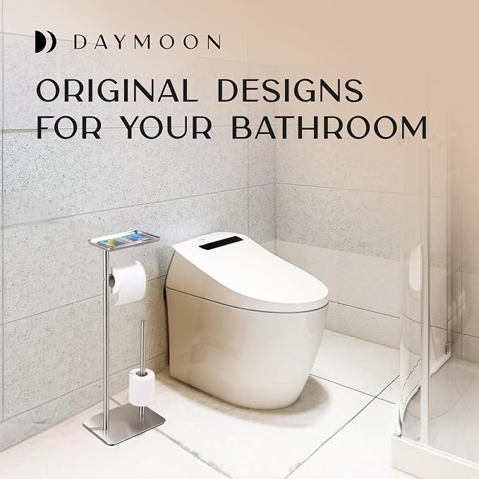 Day Moon™ Brushed Nickel Toilet Paper Holder Free Standing Toilet Paper Holder - Image 8