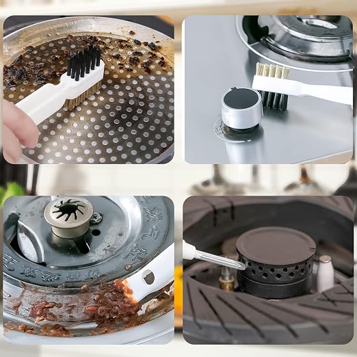 2 Pcs Deep Gas Stove Wire Brushes 4-in-1 Metal Kitchen Cleaning Wire Brush - Image 3
