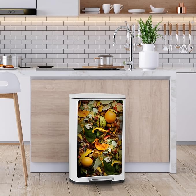 13.2 Gal Kitchen Trash Can, 50L Recycling or Garbage Bin, Brushed Stainless - Image 4