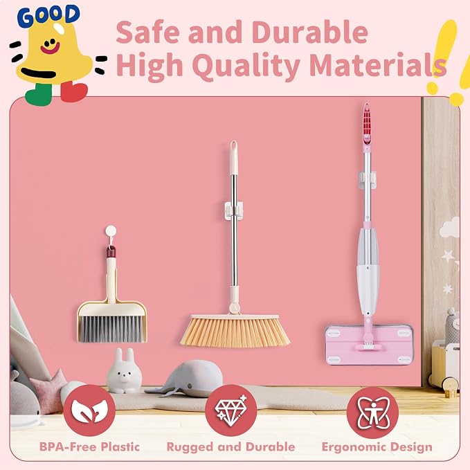 Kids Spray Mop, Toddler Mop Cleaning Set, Real Working Mini Mop & Kids Broom - Image 5
