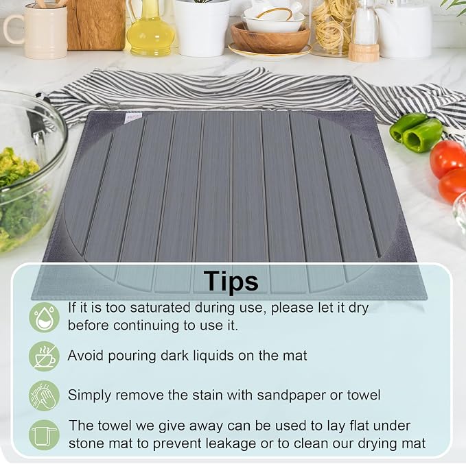 Stone Dish Drying Mat for Kitchen Counter, Versatile Stone Drying Mats for Cups - Image 7