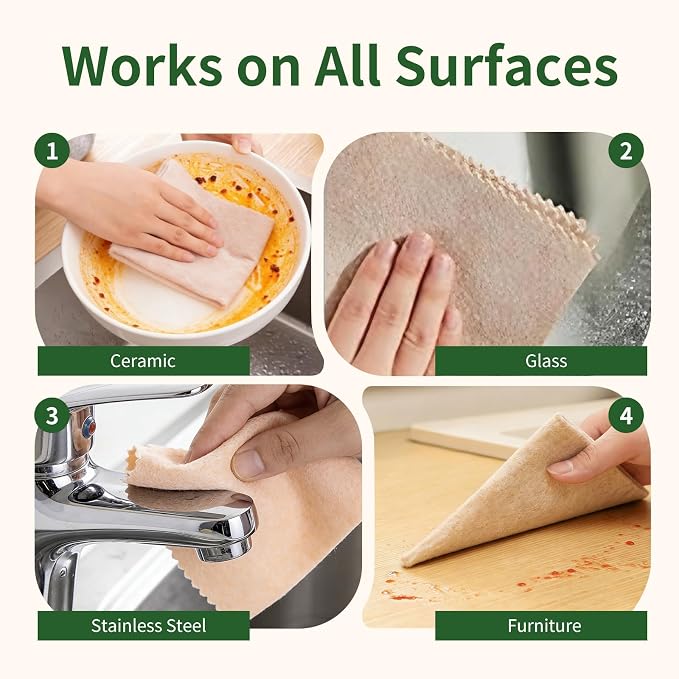 10-Pack Reusable Cleaning Cloths, Upgraded Swedish Dishcloth, Super Absorbent - Image 4