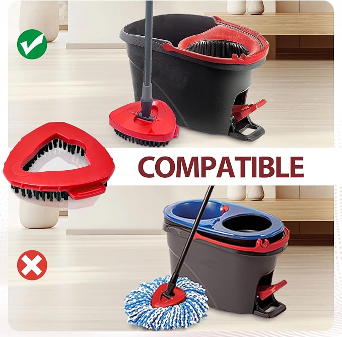 Spin Mop Scrub Brush Head, Triangle Stiff Bristle Scrubber Mop Head - Image 6