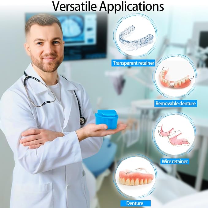Denture Cups for Soaking Dentures, Partial Denture Holder Case Retainer - Image 8
