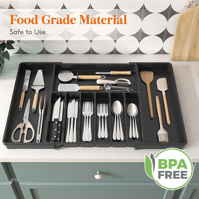 Lifewit Silverware Drawer Organizer, Expandable from 16.9 to 30 inches - Image 8