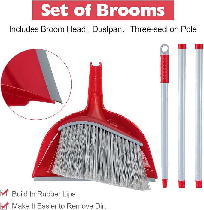 Meanplan 2 Pcs Angle Broom and Dustpan Combo Set - Image 4