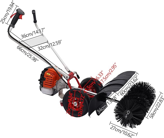 Artificial Grass Brush Sweeper 2-Stroke 52CC 2.5HP Gas Powered Walk Behind - Image 6