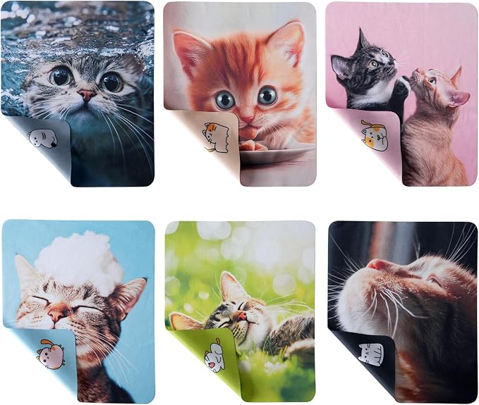 Anywind Microfiber Glasses Cleaner Cloth, Cute Cat Cleaning Clothes - Image 3