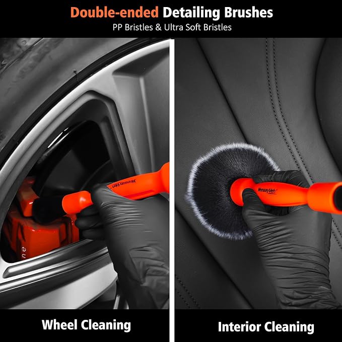 YeewayVeh 4PCS Car Wheel Cleaning Kit, 2-Size Bendable Microfiber Wool Wheel - Image 6