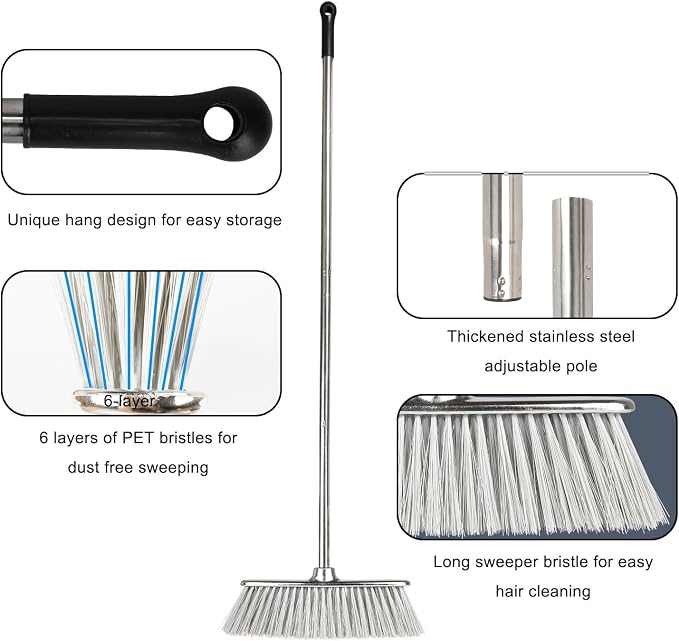 Indoor Soft Bristles Broom and Dustpan Angle Sweeping Dustpan and Broom - Image 3