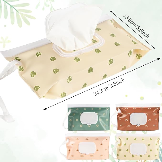 FEBSNOW 4 Pack Baby Wipes Dispenser Portable Wipes Container Refillable Wipes - Image 2