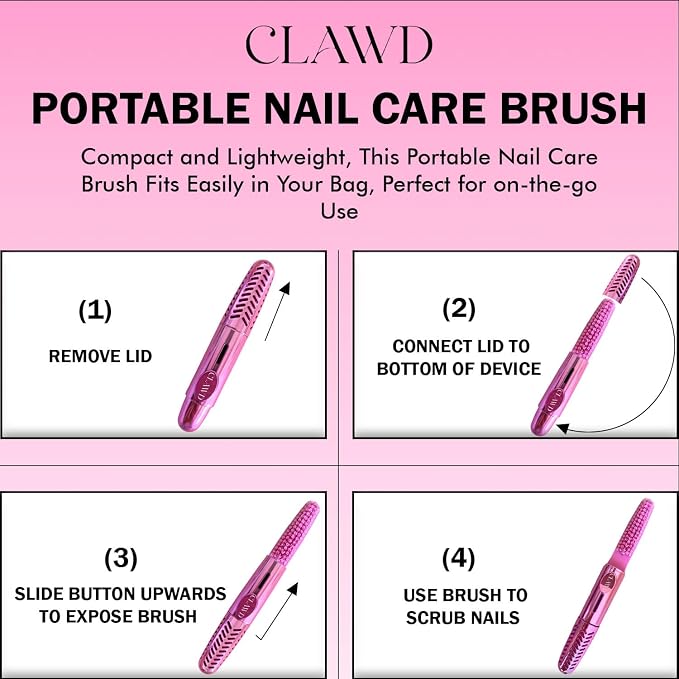 CLAWD Nail Brush for Cleaning Fingernails | Soft Bristle Portable Travel Nail - Image 7