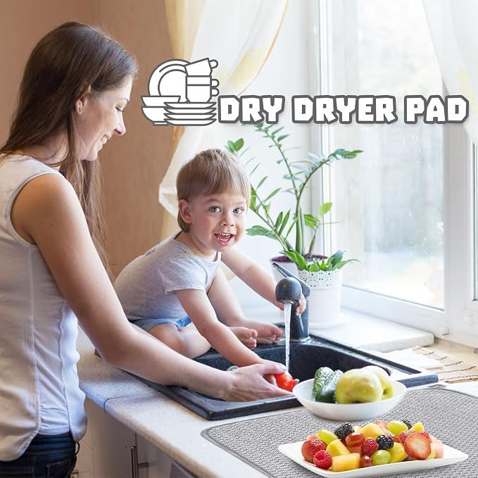 2Pcs XXL Dish Drying Mat, Absorbent Microfiber Dish Drainer Mats, Kitchen - Image 7
