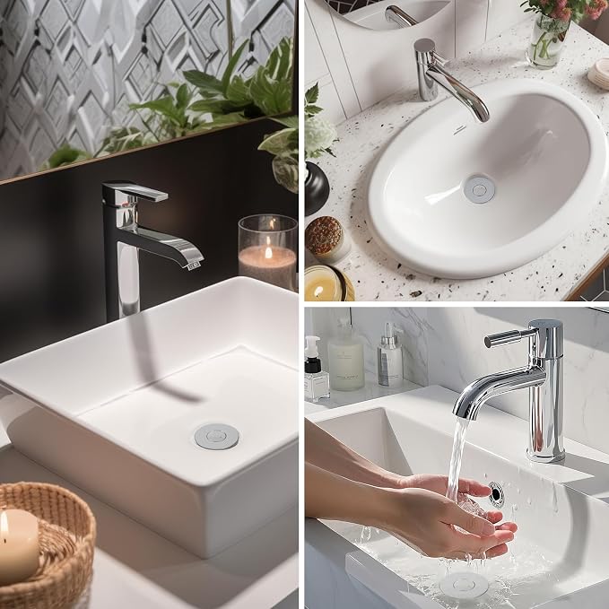 Hibbent 4 Pack Upgraded 3 in 1 Bathroom Sink Drain Strainer, Universal Pop Up - Image 9