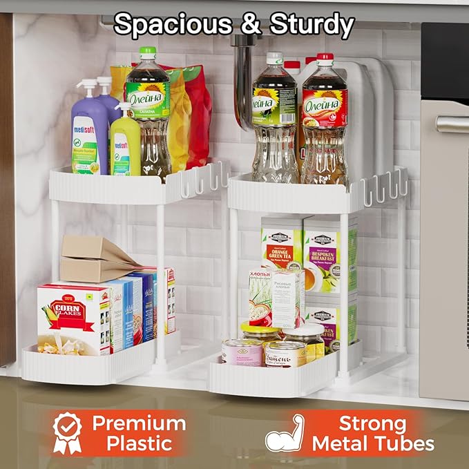 2 Pack Multi-Purpose Pull-Out Storage Organizers, Under Sink Organizers and - Image 3