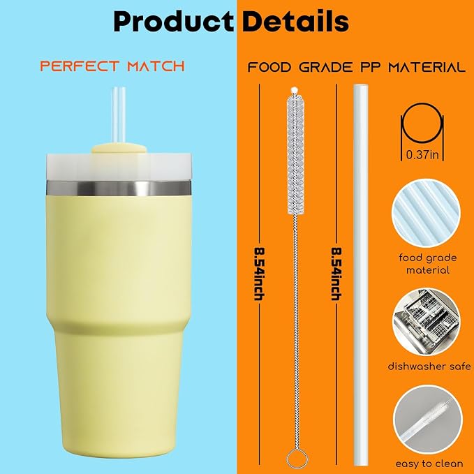 ALINK Clear Replacement Straws for Stanley 20oz 14oz Tumble, 6 Pack Reusable - Image 2