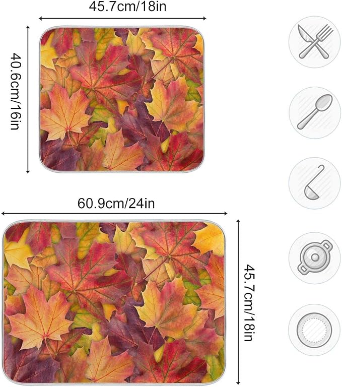 Colorful Autumn Maple Leaves Dish Drying Mat - Image 4