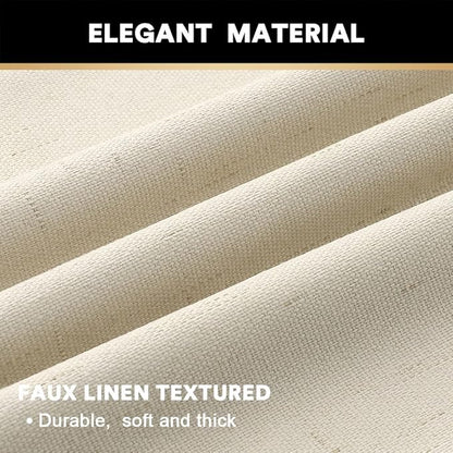 PrinceDeco Linen Blackout Curtains 84 inch Length 2 Panels Set 100% Blackout Linen Texture Curtains for Bedroom Living Room Window Treatment Drapes with White Liner,Bleached Sand,42" W x 84" L