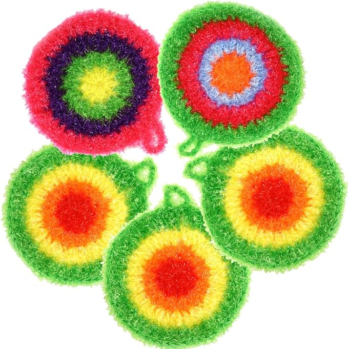 5Pcs Dish Sponge Cleaning Scrubber, 6.3in Round Polyester Dishwashing Swedish by Unknown