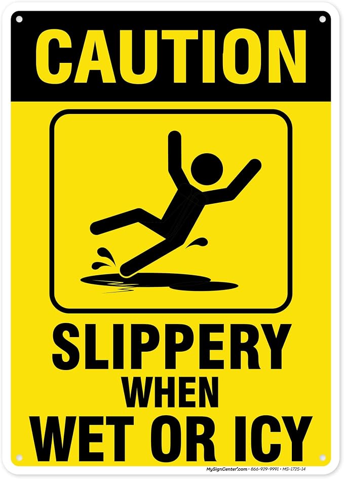 Caution Slippery When Wet Sign or ICY Sign, Fade Resistance, Indoor/Outdoor Use by MySignCenter